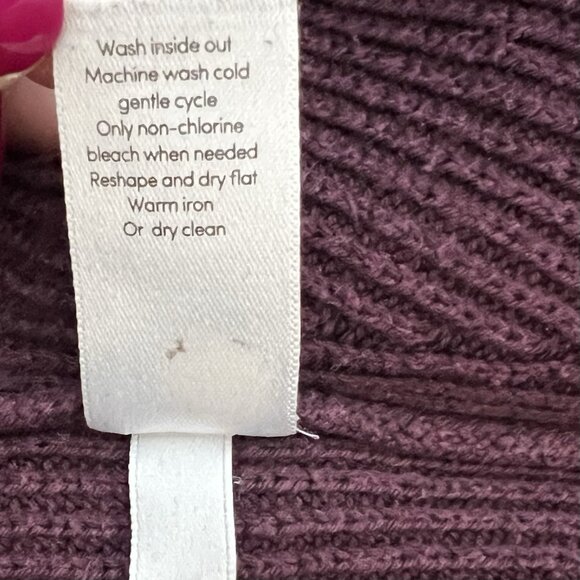 ATHLETA Prima Cotton Silk Blend Asymmetric Knit sweater Medium Women’s Purple - Picture 9 of 9